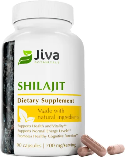 Jiva Botanicals Shilajit Cápsulas 700 mg – Extracto de Shilajit con ácido fúlvico – Suplemento Shilajit para hombres y mujeres – 90 cápsulas veganas