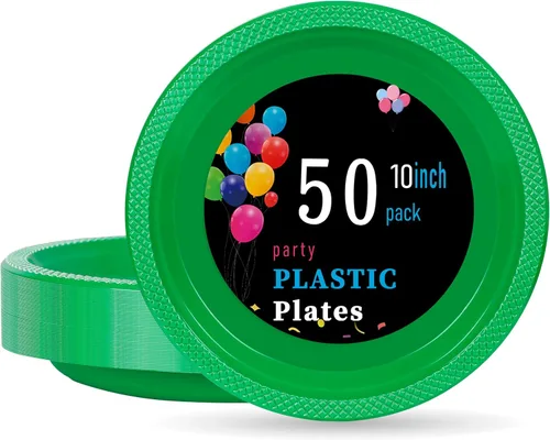 Miniatura 24 de WELLIFE Platos de plástico rojos de 7 pulgadas, 50 platos desechables para fiesta, día de la madre, plato pequeño de postre para cena, pasteles