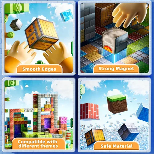 Miniatura 4 de Bloques Magnéticos de Juguete para Niños, 110 PCS Bloques de Construcción Magnéticos, Juguete de Apilamiento Sensorial STEM Montessori para Niños
