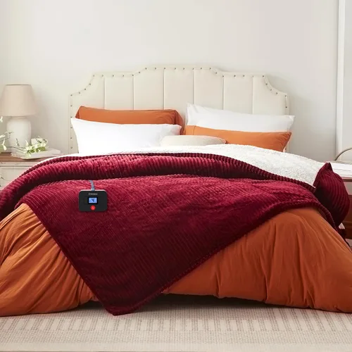 Miniatura 16 de Westinghouse - Manta eléctrica con calefacción, suave manta de franela a sherpa con 6 niveles de calefacción y apagado automático de 2-10 horas