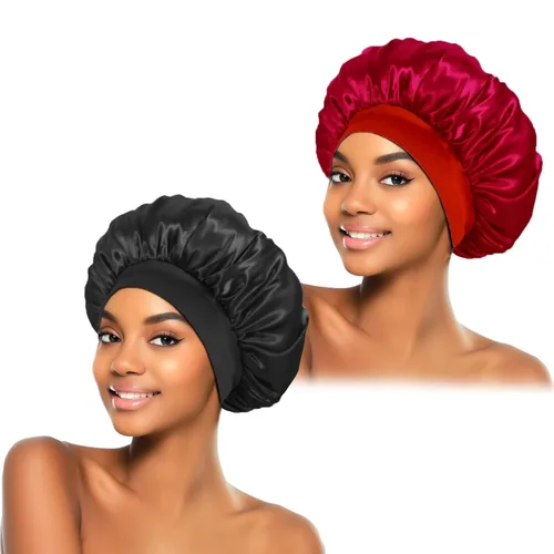 Miniatura 11 de ZHENSILK 2 piezas de gorro de satén para dormir, gorros de seda para el cabello, gorro de dormir de seda con banda elástica suave, envoltura
