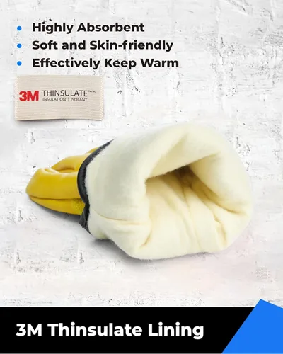Miniatura 4 de DULFINE Winter Leather Work Gloves for Men and Women,3M Thinsulate Lining for Cold Weather Work, Thermal Insulated Gloves