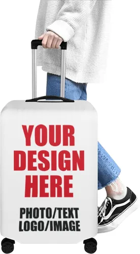 Miniatura 5 de POPCUSTOMS Funda de equipaje de viaje personalizada, protector de equipaje personalizado para maleta de mascota, funda de equipaje lavable, texto