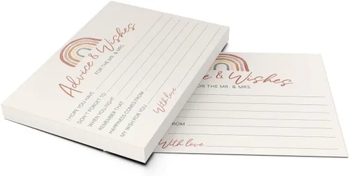 Miniatura 3 de Printed Party Tarjetas de consejos de boda y buenos deseos, tema boho arco iris, juego de 50