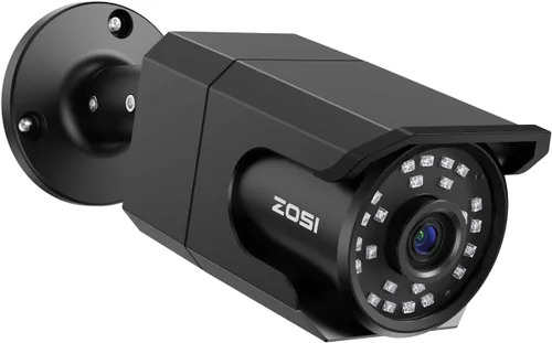 ZOSI Cámara de seguridad 4K 8MP PoE IP Bullet para exteriores e interiores con audio, detección humana, visión nocturna B&W de 100 pies, lente de