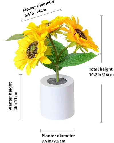 Miniatura 6 de Lámpara de girasol – Luz nocturna de girasol artificial, lámpara de flores recargable por USB para regalo del día de la madre, decoración de Tres