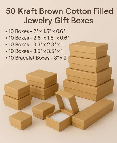 Miniatura 2 de Surtido de 50 cajas de joyería de algodón de color kraft Belandaria Designs