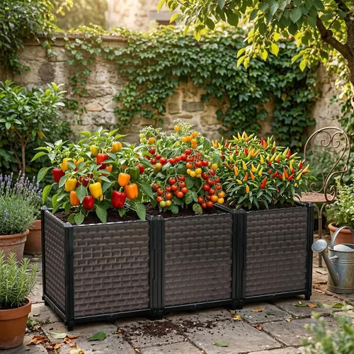 Miniatura 7 de Macetas grandes para plantas de exterior, profundas, 20 pulgadas de alto, camas elevadas para jardinería con riego automático, maceta elevada