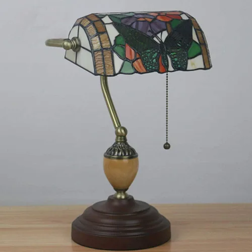 Miniatura 8 de Baroque Stained Glass Deskp with Pull Cswitch Style Bankerp for Liviroom Office Bedroom Antzinc Base Traditional Tablep for Bedside or Desk Use/B