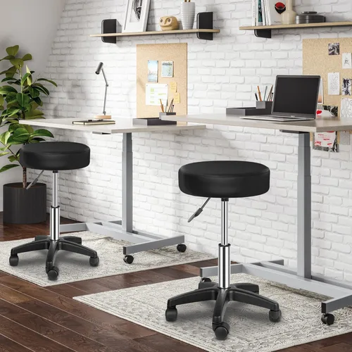 Miniatura 6 de SUPER DEAL Taburetes giratorios sillas giratorias masaje facial spa salón bar taburete ajustable hidráulica silla rodante, color negro