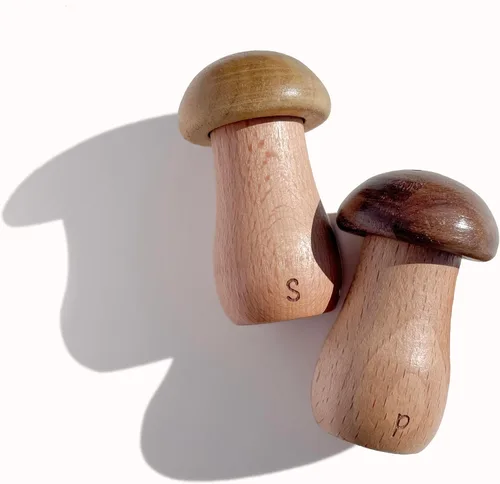Decoración de Cocina de Setas de Estilo Cottage - Pequeño Juego de Salero y Pimentero