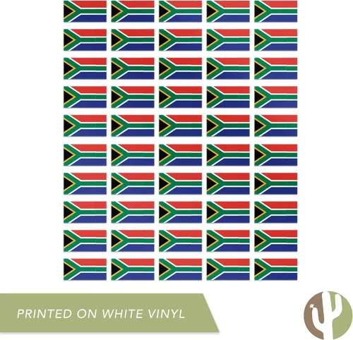 Miniatura 4 de Desert Cactus Adhesivo de bandera de Sudáfrica con diseño de país, hojas rectangulares de 1 pulgada, 50 piezas en total, con logotipo de niños