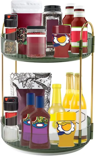 Miniatura 6 de INVSSENE - Organizador de maquillaje giratorio de 360°, soporte giratorio para baño, estante de almacenamiento para cosméticos de gran capacidad, se