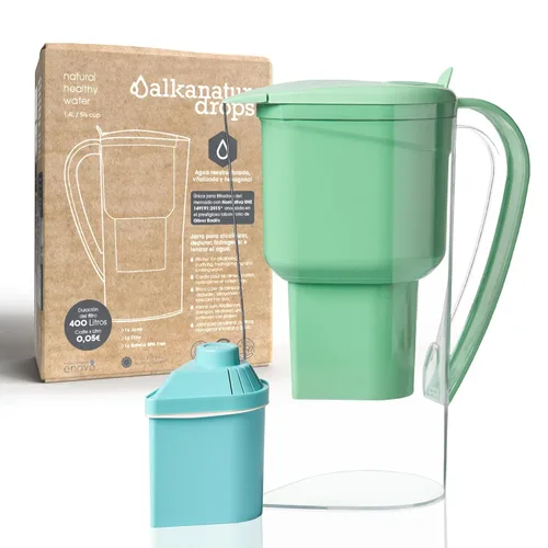 Miniatura 10 de Alkanatur Jarra de filtro de agua de hidrógeno alcalino, elimina fluoruro, cloro, microplásticos, PFA, carbón de coco activado con plomo, ionizador