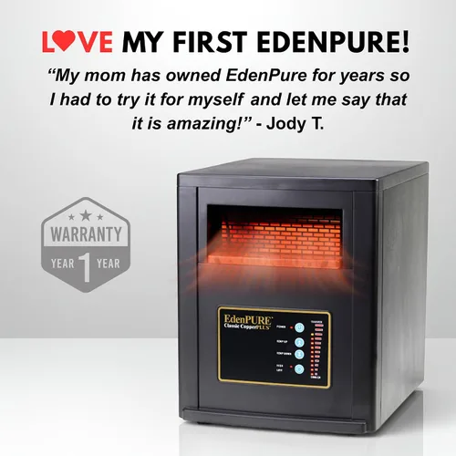 Miniatura 6 de EdenPURE Classic CopperPLUS Calentador de Infrarrojos — Calentador de Zona de 1500 W Ahorro de Energía para Habitaciones Grandes hasta 1000 pies
