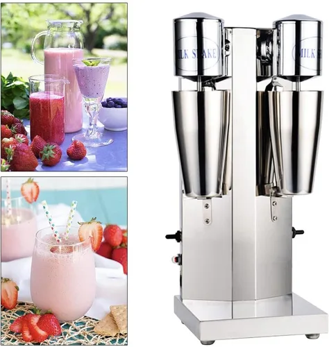 Miniatura 4 de Máquina clásica de batido de doble cabeza de 110V, mezclador de bebidas licuadoras de malta batido, acero inoxidable comercial independiente 18000RPM