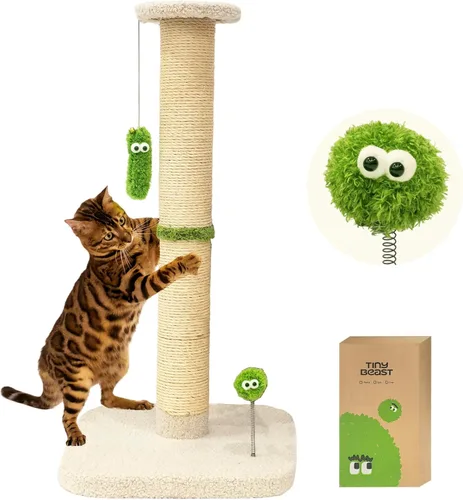 Miniatura 11 de TINYBEAST Rascador para gatos de 34 pulgadas de alto, rascador para gatos con cuerda de sisal natural, árbol para gatos con bola de juguete