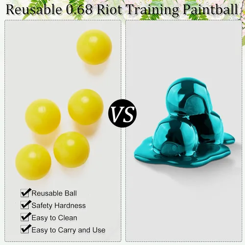 Miniatura 3 de Civaner Proyectiles de calibre 150 x 68/61 para defensa y práctica, bolas de paintball 68 rompedoras reutilizables, proyectiles sólidos de nylon