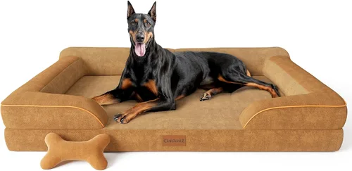 Miniatura 20 de CWAWZ Cama ortopédica para perros extra grandes, cama ortopédica para perros con espuma viscoelástica de gel refrescante, cama impermeable para Negro