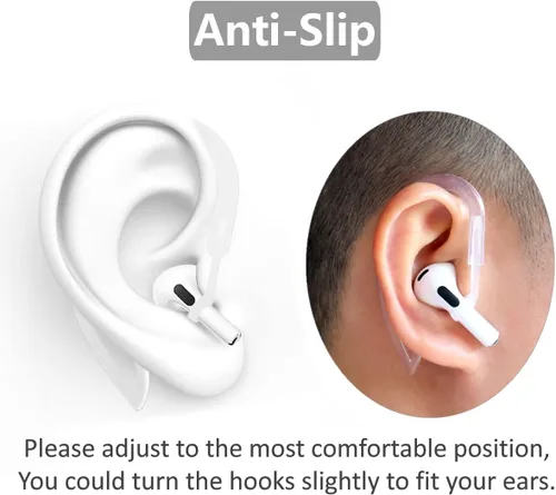 Miniatura 4 de Kit de 4 pares antideslizantes compatibles con AirPods de 3ª generación, ganchos deportivos de silicona para las orejas y rotación de 360°, longitud