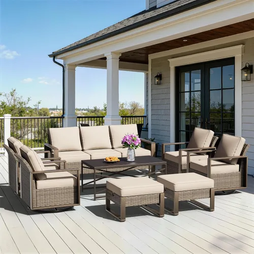 Miniatura 30 de Sofá de Mimbre Metálico para Patio de 75", Sofá Sillón de Ratán para Exteriores de 3 Asientos para Todo Tipo de Clima con Cojines Premium