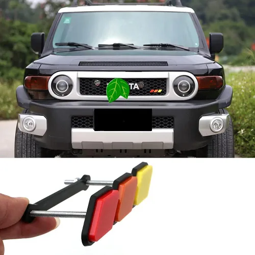 Miniatura 6 de 1 juego de molduras de rejilla tricolor, emblemas de rejilla tricolor de acrílico HUAPX compatibles con Toyota Tacoma 4Runner Tundra Sequoia Rav4
