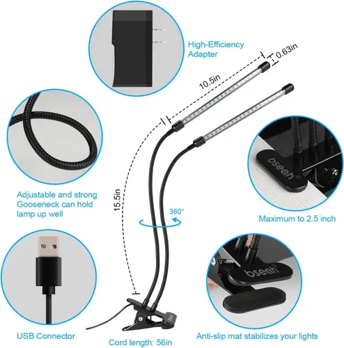 Miniatura 6 de bseah Luz de cultivo de plantas para plantas de interior, paquete de 2, luz de crecimiento interior de espectro completo, temporizador de encendido