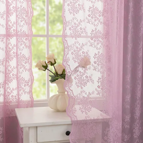 Miniatura 10 de YJ YANJUN Cortinas traslúcidas negras de 54 pulgadas de largo, panel de cortina de encaje gótico victoriano para cocina, cortinas cortas de Negro