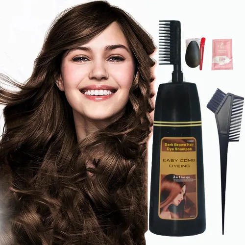 Miniatura 9 de Black Hair Dye Shampoo Permanent YIZHONG Hair Color para el cabello 100% cobertura de canas Mujeres Hombres 3 In2 Easy Comb Dyeing (negro)