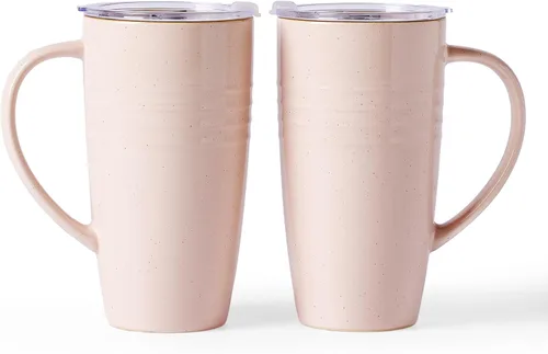 Miniatura 15 de famiware Jupiter - Taza de café grande de 20 onzas con tapa, taza de cerámica con asa para café con leche, té, cacao, leche, hogar y oficina, apta