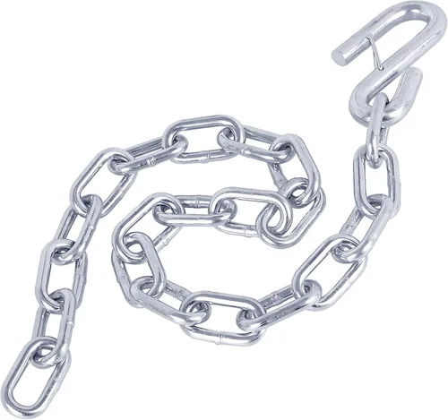 Miniatura 7 de NBJINGYI 1/4" X 27" 2 piezas, cadena de seguridad para remolque de grado 30 con ganchos de resorte y un gancho en S