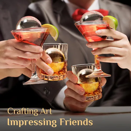 Miniatura 2 de Fabricador de Cubitos de Hielo Transparentes, Molde para Bolas de Hielo de Acero Inoxidable de 2.5", para Whisky y Cócteles, Moldes de Cubitos