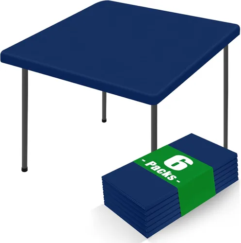 Miniatura 30 de Moosfor Paquete de 6 manteles cuadrados de elastano, manteles elásticos ajustables para pícnic, cubierta de mesa de patio elástica lavable para Negro