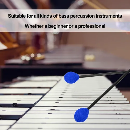 Miniatura 5 de Marimba Mallets, mazos de teclado de hilo duro medio, mango de fibra de carbono, hilo de algodón, palillo de tambor para instrumentos de percusión