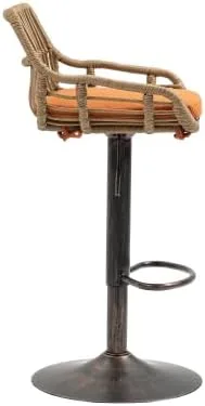 Miniatura 4 de Juego de 2 taburetes giratorios de bar ajustables con reposapiés para cocina, bar, restaurante (naranja)