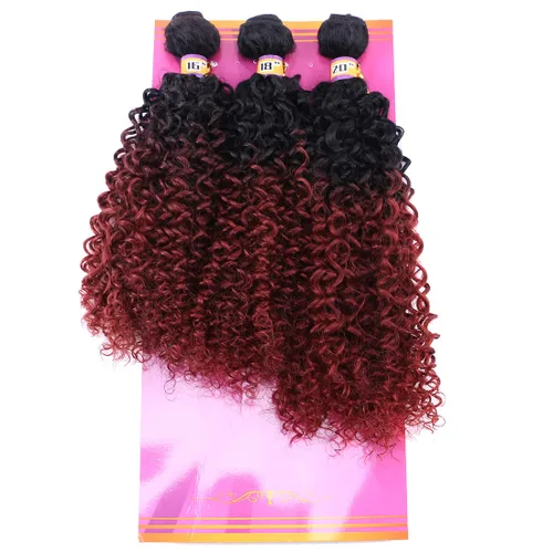 Miniatura 11 de Extensiones de cabello rizado afro rizado, sintético, tejido rápido, extensiones de cabello de fibra de alta temperatura para mujeres, color negro