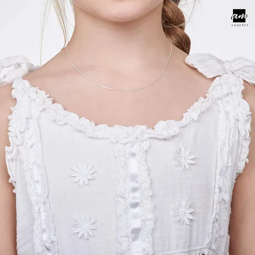 Miniatura 4 de Amberta Collar de cadena de plata de ley 925 para niños (14 pulgadas - 4 a 12 años)