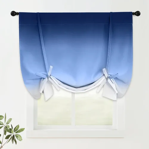 Miniatura 71 de COSVIYA Cortinas 100% Opacas Azul Degradado con Lazos Ajustables para Cocina Aislamiento Térmico Oscurecimiento de Habitación Cenefa con Bolsillo