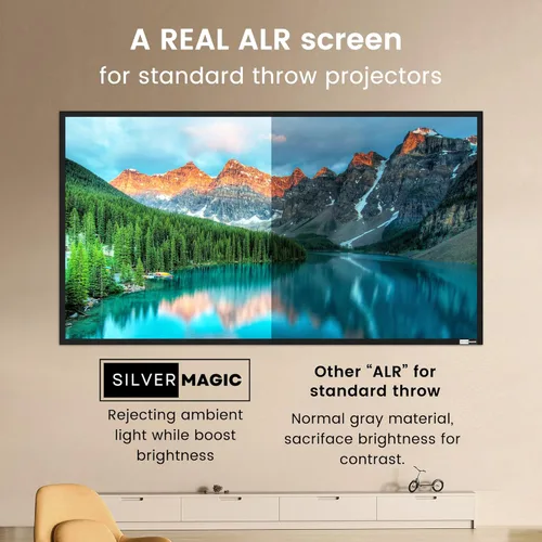 Miniatura 2 de IOLIEO - Pantalla de proyector ALR para montaje en pared estándar, alto contraste, 70% ALR, alto brillo, 2.7X, ganancia, 72 pulgadas, pantalla gris
