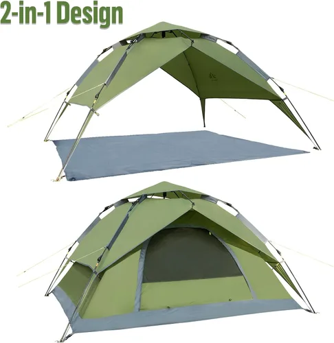 Miniatura 6 de Night Cat Tiendas emergentes instantáneas para 2-3 personas con lona de huella, fácil instalación, tienda de campaña con sobretecho de doble capa