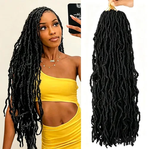 Miniatura 29 de 6 Paquetes Soft Locs Cabello de Ganchillo Pre Looped Faux Locs Trenzas de Ganchillo Goddess Locs Dreadlocs Cabello Sintético Para Mujeres Negras 1b