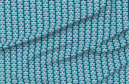 Miniatura 4 de Spoonflower Tela – Retro Cámara Sonrisa Fotografía Fresca Vintage Verano Rosa Verde azulado Brillante Impreso en Petal Signature Tela de algodón Fat