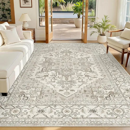 Miniatura 140 de Madane Alfombra lavable de 2 x 3 pies, alfombra de entrada pequeña, antideslizante, vintage, para entrada interior, alfombra de pelo bajo