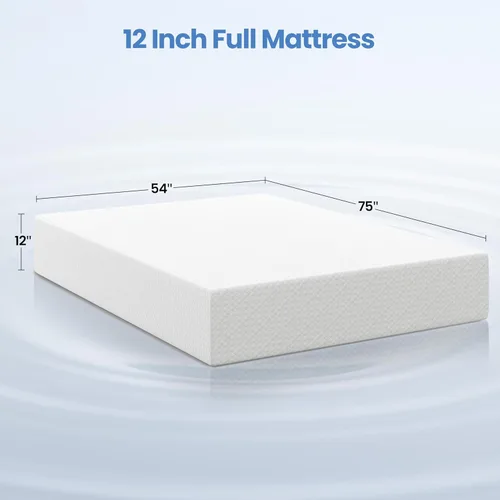 Miniatura 2 de Yaheetech Colchón tamaño completo de 12 pulgadas, 3 capas de espuma de gel refrescante con memoria viscoelástica, té verde para un sueño más fresco