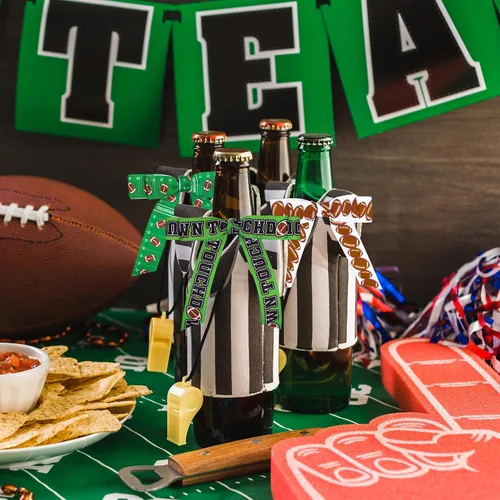 Miniatura 7 de Whaline 6 rollos de cinta de grogrén de fútbol de 30 yardas, cinta decorativa de tela para campo de pelota de rugby, cinta de envoltura de deportes
