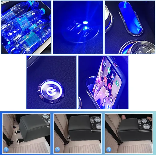 Miniatura 7 de Caja de Almacenamiento de Reposabrazos Mejorada con Portavasos y Soporte para Teléfono para Automóvil y Camioneta y Camión Piso Cabina Asiento