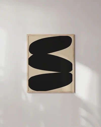 Miniatura 5 de HAUS AND HUES Arte de pared neutro - Póster abstracto minimalista, óvalos flotantes y formas geométricas (marco negro, 12 x 16)