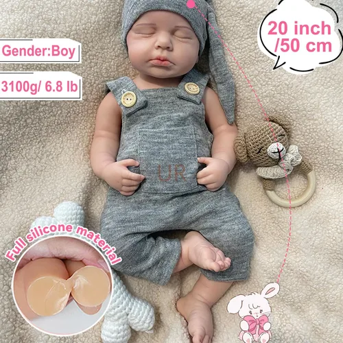 Miniatura 3 de Muñecas de bebé Reborn de silicona realistas de cuerpo completo de 20 pulgadas, muñeca de bebé realista que se ve en la vida real muñeca de bebé Niño