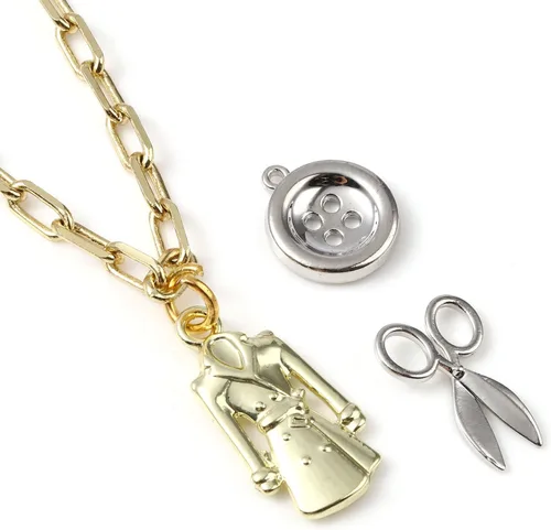 Miniatura 3 de Colgantes de aleación para hacer collares, pulseras, accesorios para hacer joyas, Zinc, No es una piedra preciosa 3#. Ropa Oro