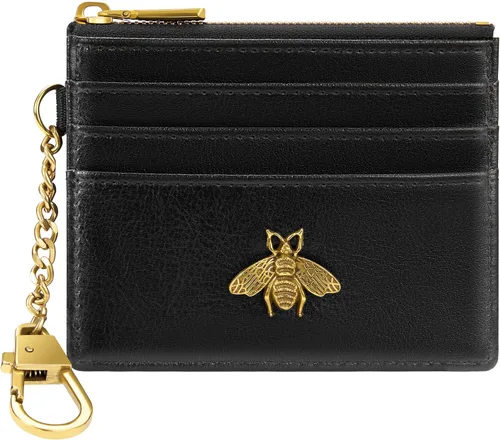 SEAVILIA Tarjetero llavero cartera para mujer con ventana de identificación RFID monedero regalo abeja delgada minimalista pequeña cartera